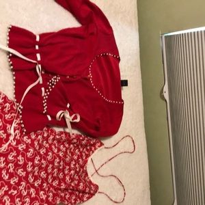 Betsy Johnson red anchor design spaghetti straps